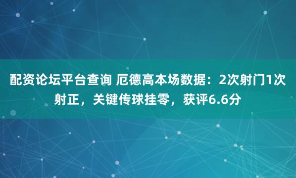 配资论坛平台查询 厄德高本场数据：2次射门1次射正，关键传球挂零，获评6.6分